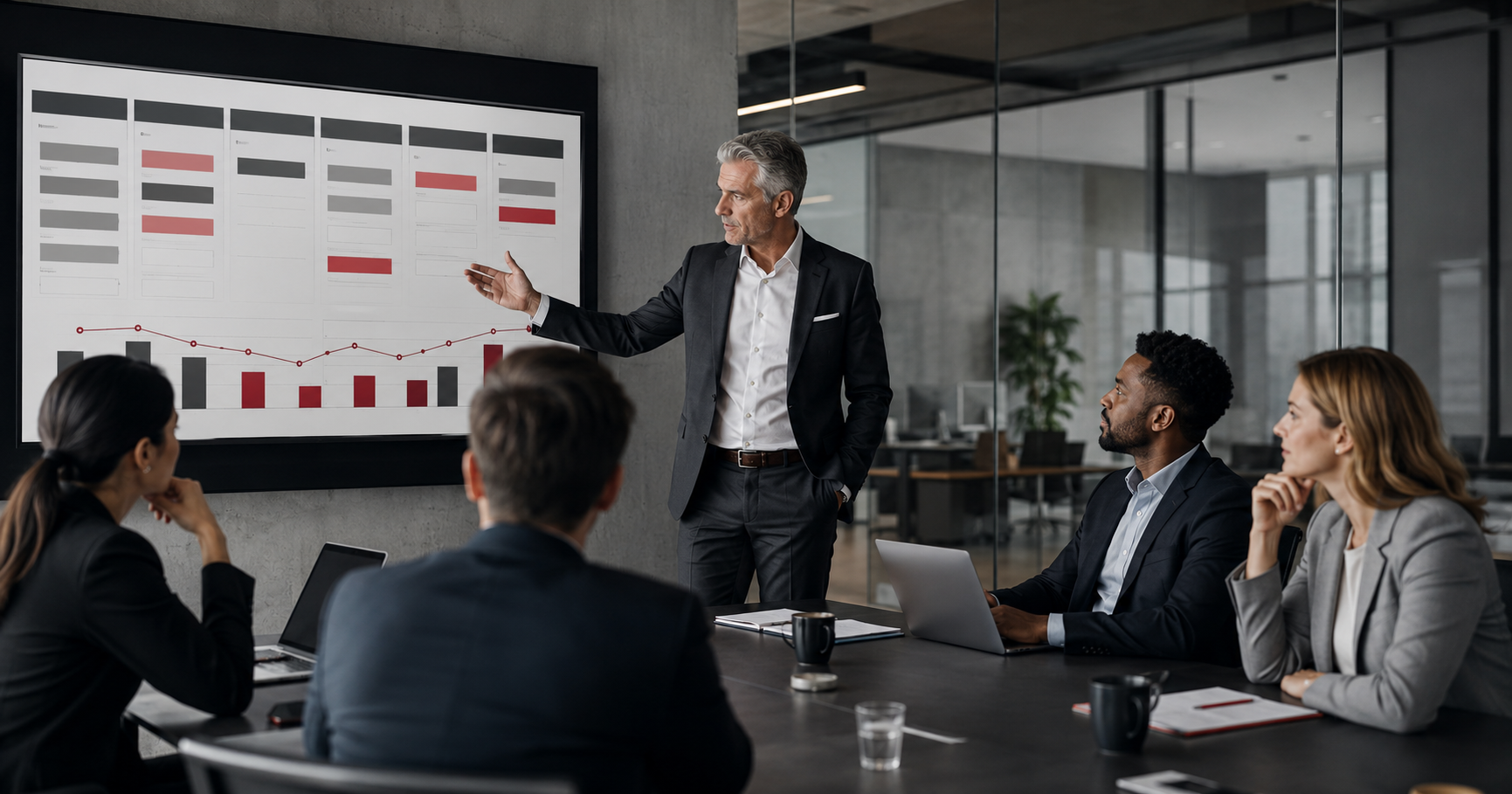 Sales leader reviewing an underperforming sales pipeline with a B2B sales team.