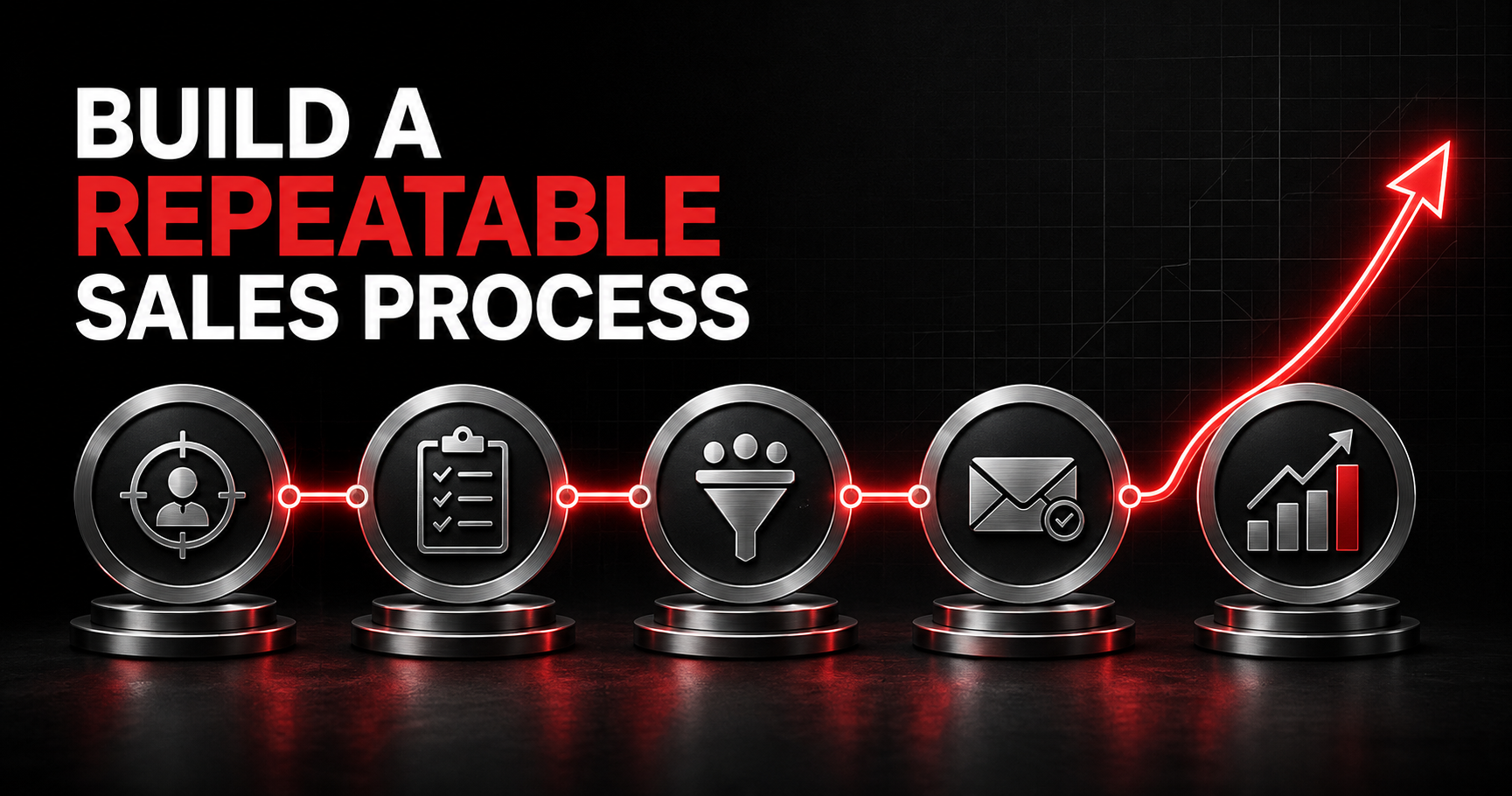 Five connected stages illustrating how to build a repeatable sales process